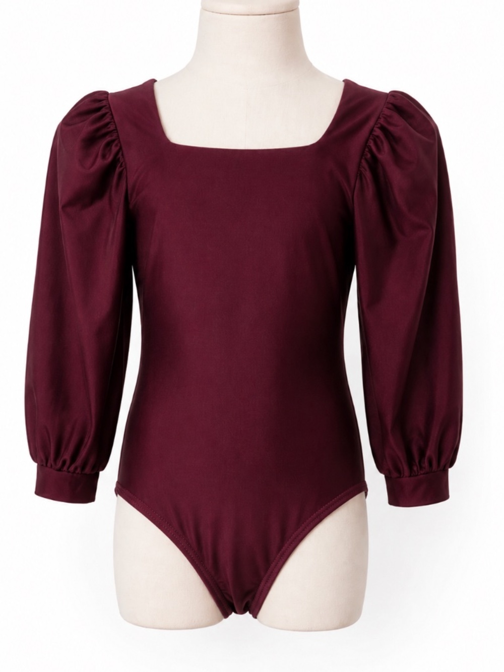 cheeky plum Girls Burgundy Puff Sleeve Leotard
